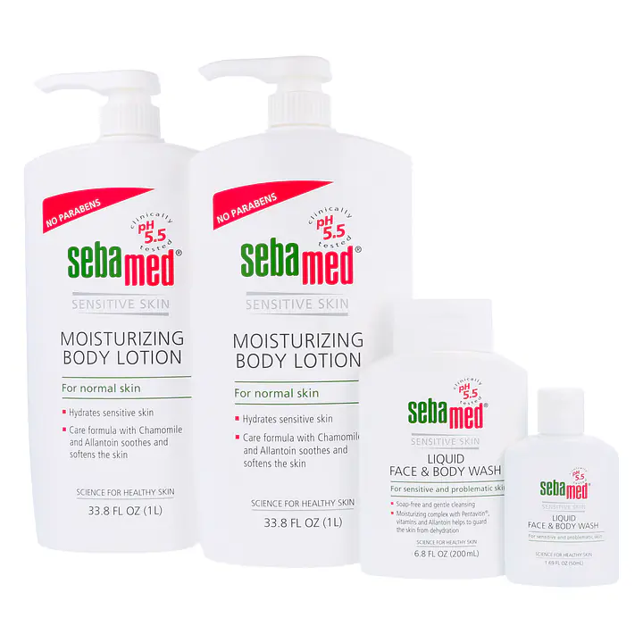 Sebamed Moisturizing Body Lotion with Face & Body Wash and Travel Wash - Master